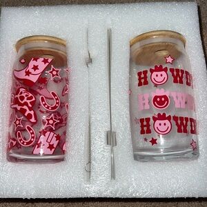 2 piece cowgirl glass tumblers